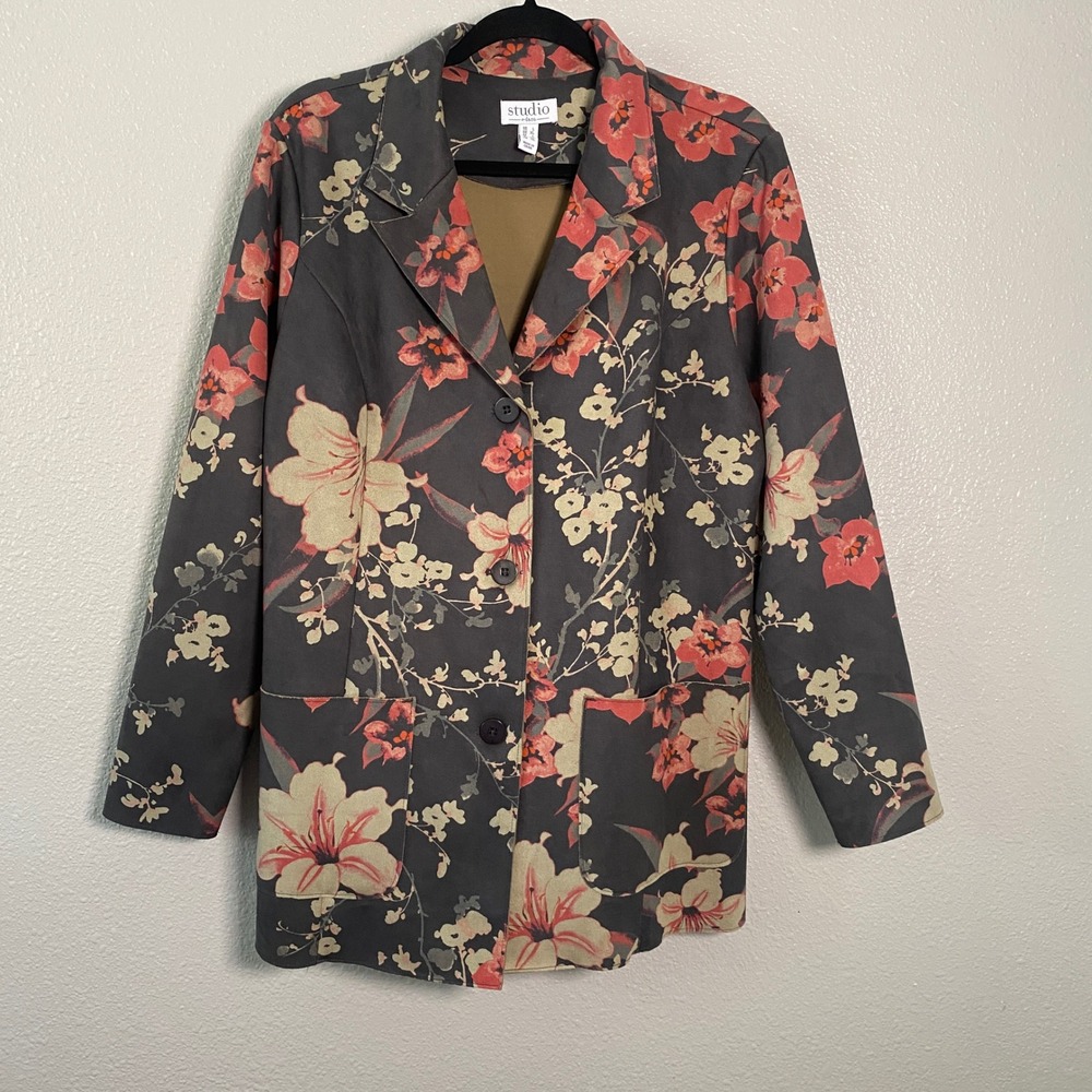 Floral Vegan Suede Jacket L Bohemian Boho Chic Artsy Whimsigoth Dark Feminine